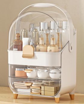 Makeup Organizer, Skincare Holder Bathroom Counter Organizer, Storage Box Cosmetic Display Cases, Teen Girl Gifts Trendy Stuff Make up Organizers for Vanity, Dresser, Countertop (Rose Gold)