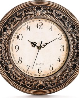 Silent Wall Clock, 13 Inch Vintage Large Wall Clocks, Battery Operated Round Bathroom Clock, Non-Ticking Decorative Retro Analog Clocks for Living Room, Office, Kitchen, School, Bedroom